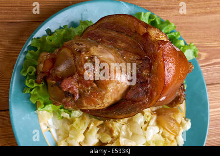Bavarian  grilled knuckel of pork - German Pork Hocks Stock Photo