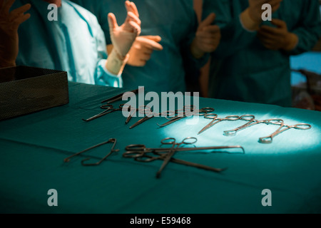 Surgeons in an operating room Stock Photo