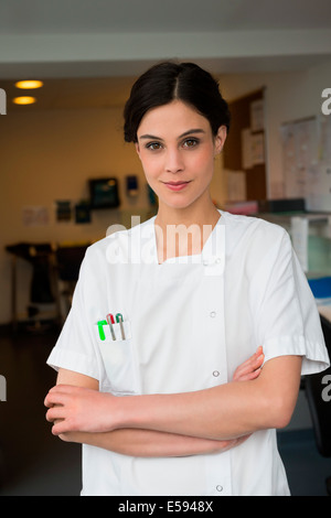 Portrait of a female nurse in hospital Stock Photo
