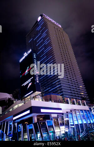 The futuristic looking Cosmopolitan Hotel and Casino in Vegas, in March 2012. The complex opended in 2010, it was funded and eventually owned by Deutsche Bank. Stock Photo