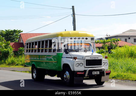 Travelling through Samoa in February 2014. Bus Stock Photo