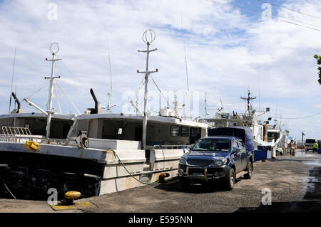 Travelling through Samoa in February 2014. Harbor of Apia. Stock Photo