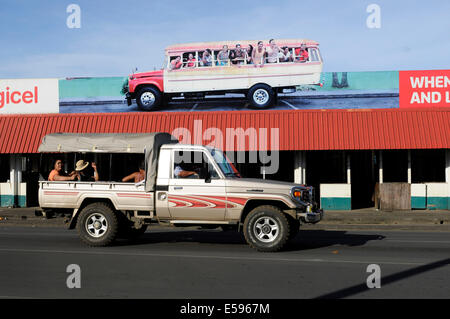 Travelling through Samoa in February 2014. Traffic Stock Photo