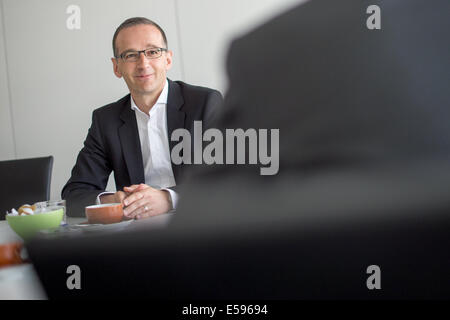 Berlin, Germany. 24th July, 2014. German Justice Minister Heiko Maas during an interview at the dpa in Berlin, Germany, 24 July 2014. Photo: MAURIZIO GAMBARINI/dpa/Alamy Live News Stock Photo