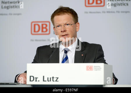 Berlin, Germany. 24th July, 2014. Member of the Management Board for Finance and Controlling at Deutsche Bahn (DB) Richard Lutz during the DB midyear press conference in Berlin, Germany, 24 July 2014. Photo: RAINER JENSEN/dpa/Alamy Live News Stock Photo
