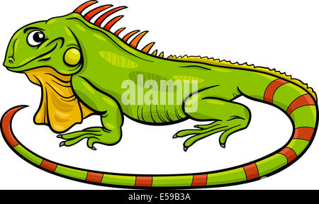 Cartoon Illustration of Funny Iguana Lizard Reptile Animal Character Stock Photo
