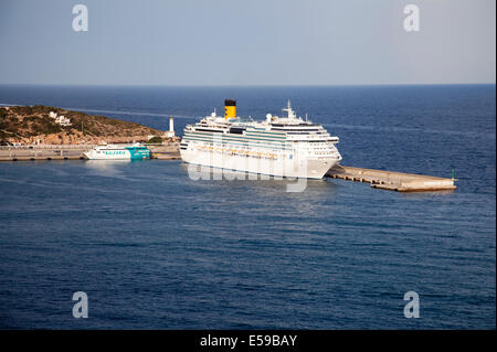 Overlooking Harbour From Dalt Vila in Ibiza Town with Costa Favolosa Ship in the Bay - Ibiza Stock Photo