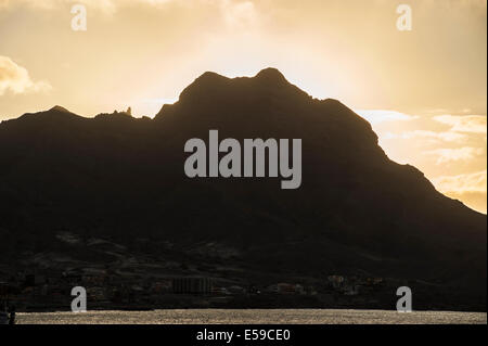 Monte Cara hill west of Mindelo town, Sao Vicente Island Cape Verde. Stock Photo