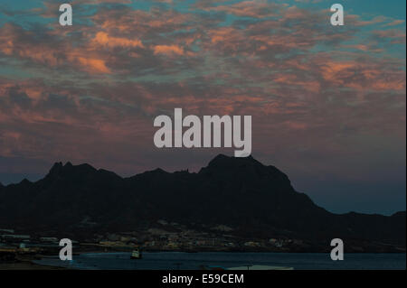 Monte Cara hill west of Mindelo town, Sao Vicente Island Cape Verde. Stock Photo