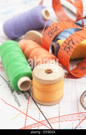 still life various sewing accessories in the scheme Stock Photo