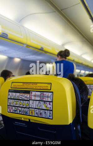 Ryanair Boeing 737-800 cabin interior. Stock Photo