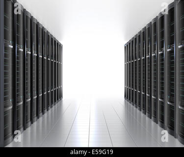 Computer Server Rack, front view. 3D rendering isolated on white ... image.