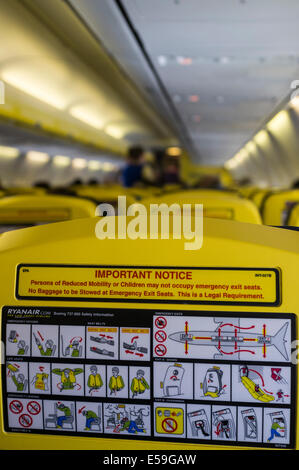 Ryanair Boeing 737 safety information and Emergency procedures Stock ...