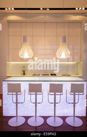 Bar stools in modern kitchen Stock Photo