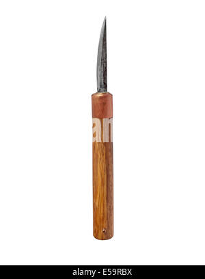 vintage rusty handmade paring knife over white, clipping path Stock Photo