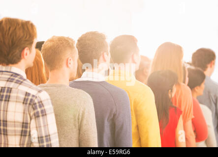 Crowd waiting in queue Stock Photo