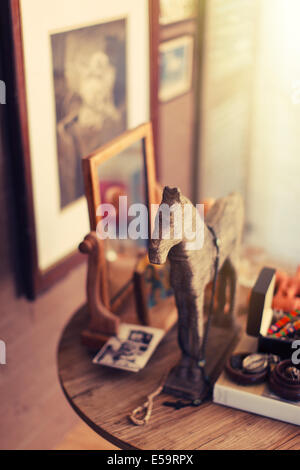 Close up of decorations on side table Stock Photo