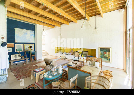 Living area in rustic house Stock Photo