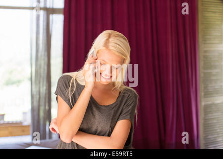 Woman talking on cell phone Stock Photo