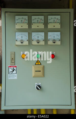 Electrical control cabinet in the factory for pump control. Stock Photo
