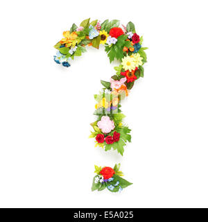 Question mark made of leaves and flowers Stock Photo