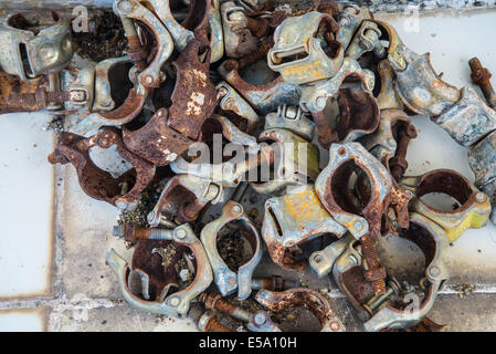 Many lock Scaffolding on the floor. Stock Photo