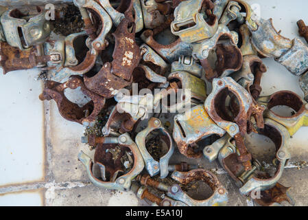 Many lock Scaffolding on the floor. Stock Photo