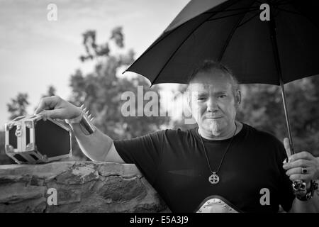 BOLKOW, POLAND - JULY 18, 2014: An unidentified participant of the Castle Party dark independent festival. Stock Photo