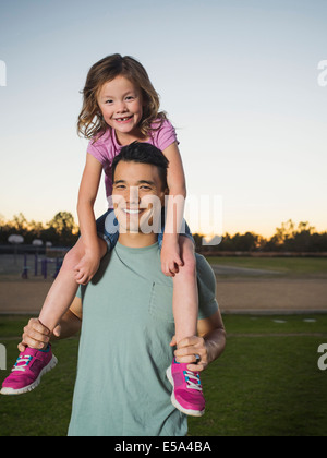Dad and daughter in the park. Portrait of dad and child Stock Photo - Alamy