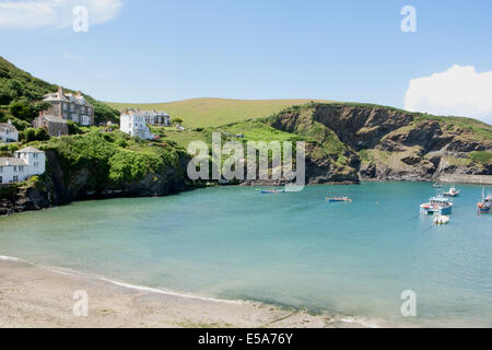 The harbour at Port Isaac in North Cornwall known around the world as Port Wenn the home of Doc Martin on ITV with Martin Clunes Stock Photo