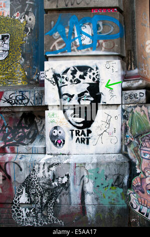 Trap art Graffiti art in the Bowery (190 the Bowery) Manhattan NYC Stock Photo