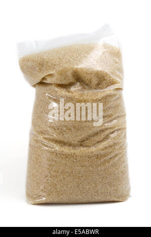 Plastic Bag of Sugar Isolated on White Stock Photo