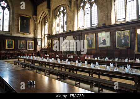 Interior of the Hall with set out tables, Balliol College, Oxford, England, UK Stock Photo