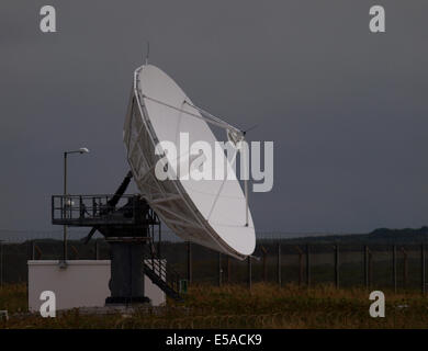 Satellite antenna at GCHQ Bude, Cornwall, UK Stock Photo