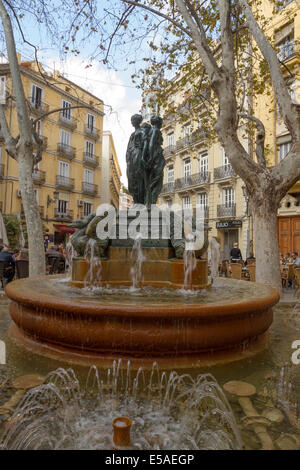 A fountain in a city square in Valenica Spain Stock Photo