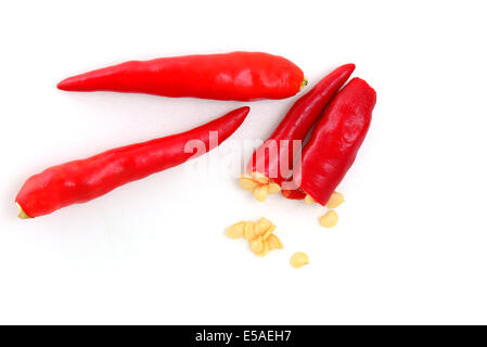 red chilli peppers isolated on the white background Stock Photo - Alamy