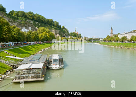 Salzburg, the fourth-largest city in Austria and the river Salzach Stock Photo