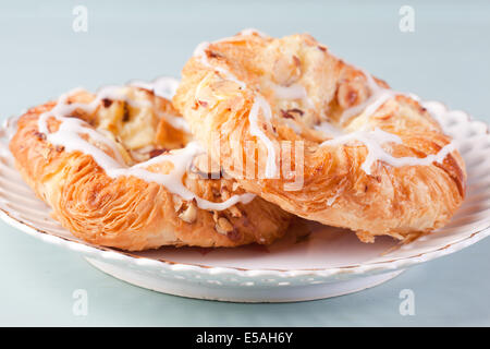 Danish pastries with custard and almonds Stock Photo