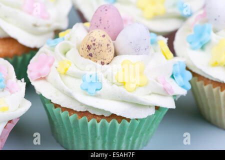 ester cupcakes decorated with eggs Stock Photo