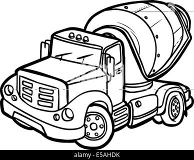 Illustration of a Cartoon concrete mixer. Border Stock Photo