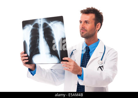 Male doctor examining x-ray image, Debica, Poland Stock Photo