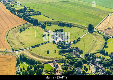Aerial view of Avebury stone circle, Wiltshire, UK. JMH6176 Stock Photo