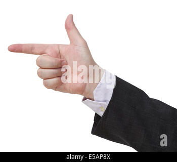 handgun sign - hand gesture isolated on white background Stock Photo