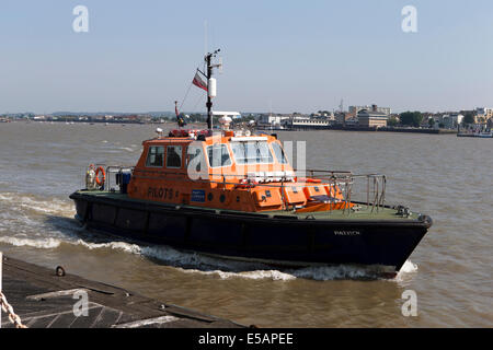 Port of London Authority Pilot Cutter 'Patrol' at the Tilbury Landing Stage, Essex, England, UK. Stock Photo