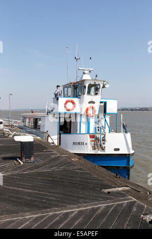 Ferryboat Duchess M on the Tilbury-Gravesend crossing at the Tilbury Landing Stage, Essex, England, UK. Stock Photo