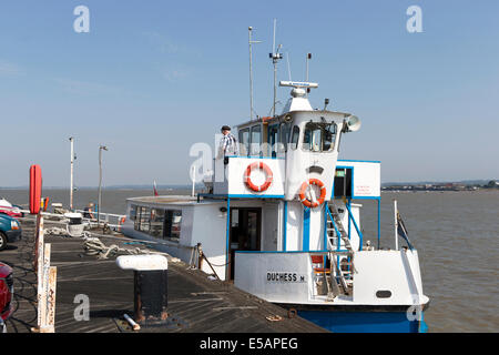 Ferryboat Duchess M on the Tilbury-Gravesend crossing at the Tilbury Landing Stage, Essex, England, UK. Stock Photo