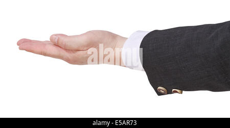 open palm facing up - hand gesture isolated on white background Stock Photo