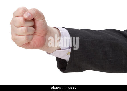 side view of clenched fist - hand gesture isolated on white background Stock Photo