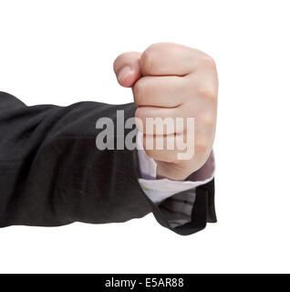 front view of clenched fist - hand gesture isolated on white background Stock Photo