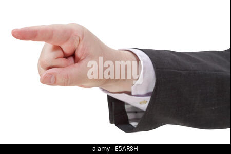 side view of pointing forefinger - hand gesture isolated on white background Stock Photo